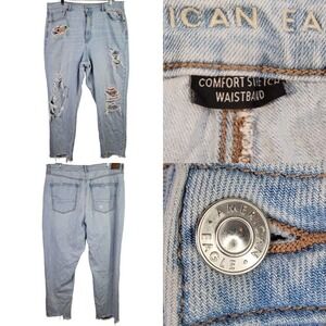 American Eagle AE Mom Jean Womens Size 18 Long Tall Light Wash Comfort Stretch